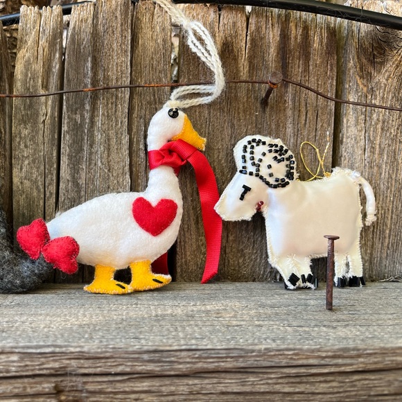 Vintage Americana Christmas Ornaments Handmade Goose, Whale, and Sheep - Picture 8 of 9